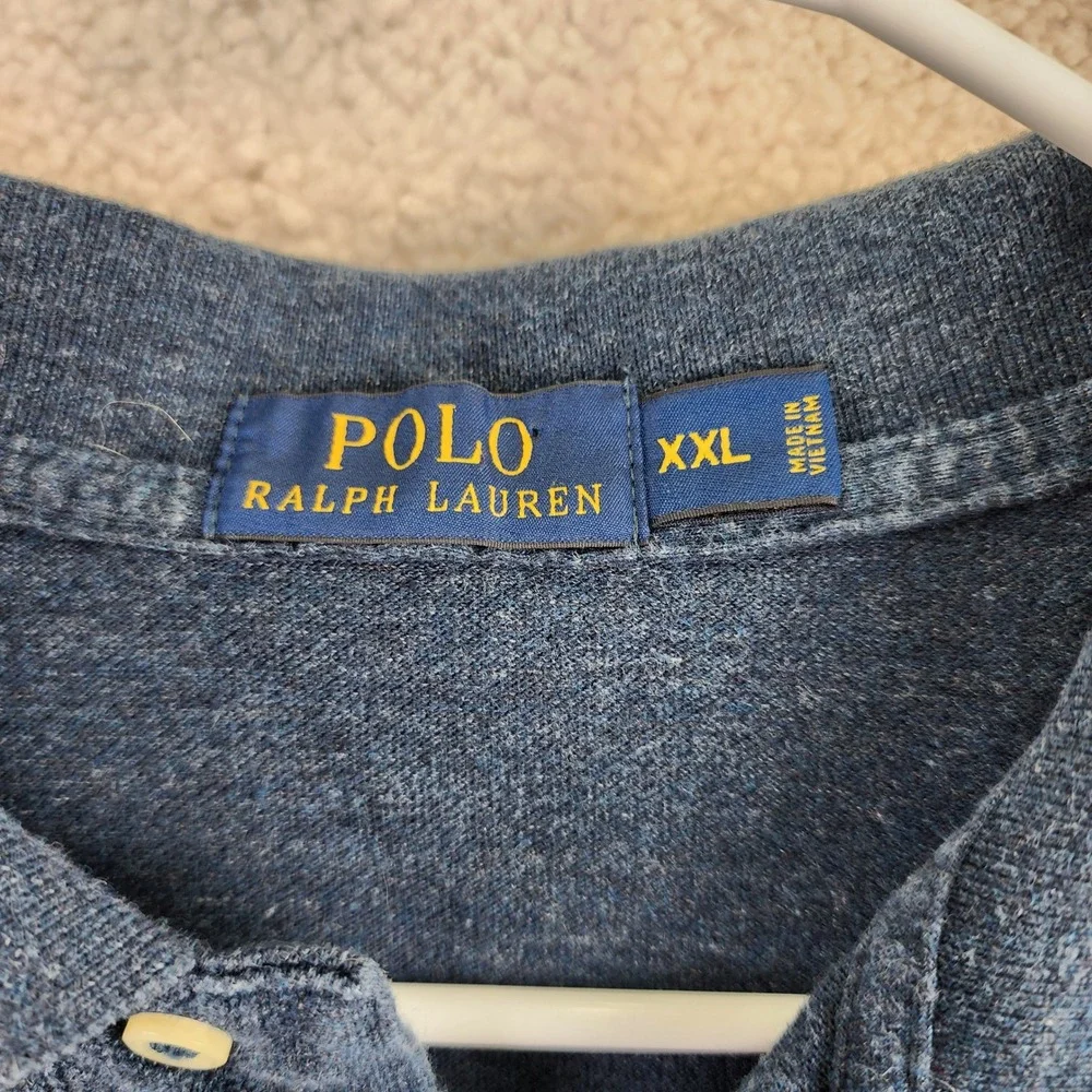 Polo Ralph Lauren‎ Heathered Jersey Polo Shirt Mens XXL Blue Classic Preppy